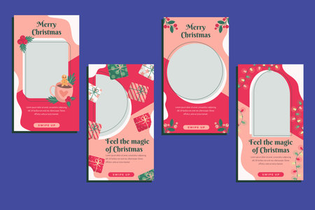flat christmas banners collection abstract design vector illustrationのイラスト素材