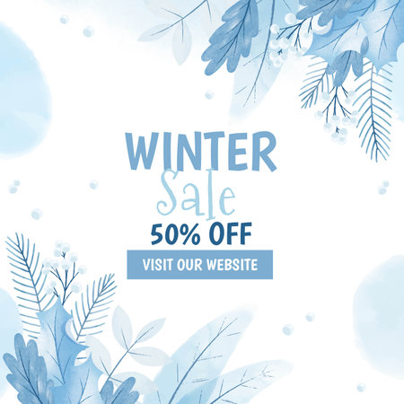 watercolor winter sale banner abstract design vector illustrationのイラスト素材