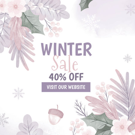 watercolor winter sale banner abstract design vector illustrationのイラスト素材
