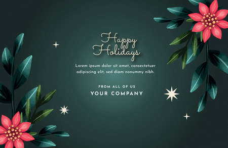 watercolor business christmas card template abstract design vector illustrationのイラスト素材