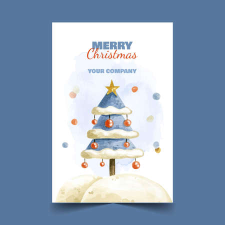 watercolor business christmas card template abstract design vector illustrationのイラスト素材