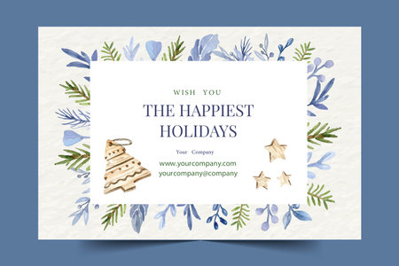 watercolor business christmas cards template abstract design vector illustrationのイラスト素材