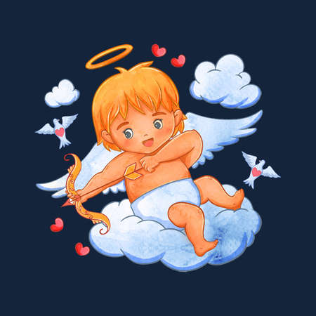 watercolor valentine day cupid design vector illustration design vector illustration