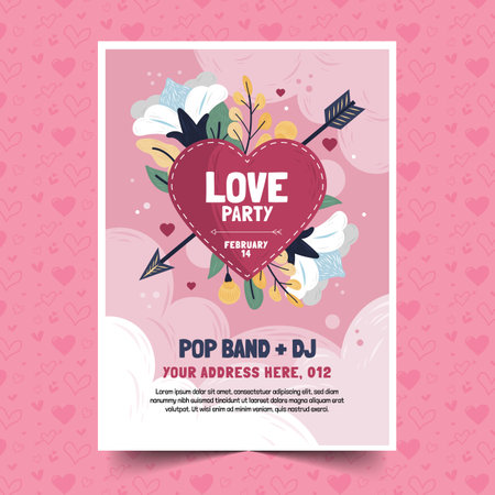 Hand drawn Valentine's day poster MONTAJEのイラスト素材