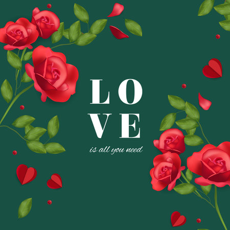 wooden background with love word roses design vector illustrationのイラスト素材