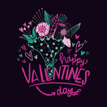 beautiful happy valentine lettering design vector illustrationのイラスト素材