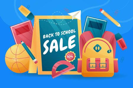 gradient back school sale background vector design illustrationのイラスト素材