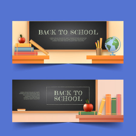 realistic back school banners set vector design illustrationのイラスト素材
