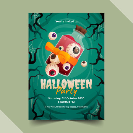 gradient halloween party invitation template vector design illustrationのイラスト素材