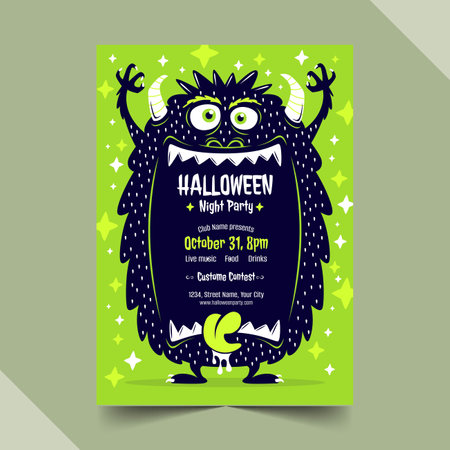 halloween vertical poster template vector design illustrationのイラスト素材