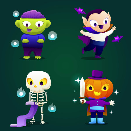 halloween character elements collection vector design illustrationのイラスト素材