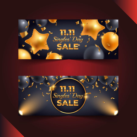 realistic single s day horizontal banners set vector design illustrationのイラスト素材