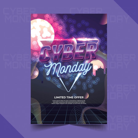 realistic wavy cyber monday vertical poster template vector design illustrationのイラスト素材