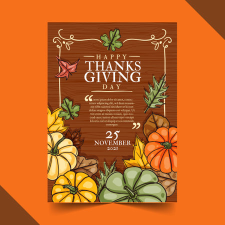 hand drawn thanksgiving vertical poster template vector design illustrationのイラスト素材