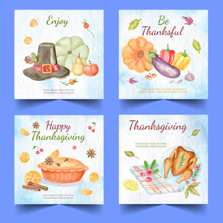 watercolor thanksgiving banners collection vector design illustrationのイラスト素材