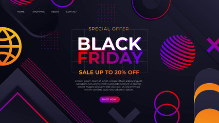 gradient black friday landing page template vector design illustrationのイラスト素材