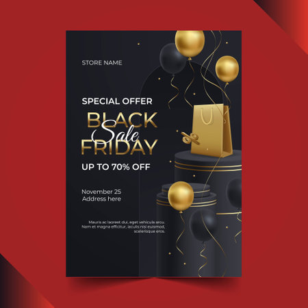 realistic black friday vertical poster template vector design illustrationのイラスト素材