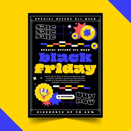 flat black friday sale vertical poster template vector design illustrationのイラスト素材