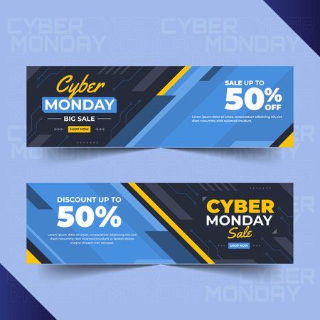 flat futuristic cyber monday horizontal banners set vector design illustrationのイラスト素材