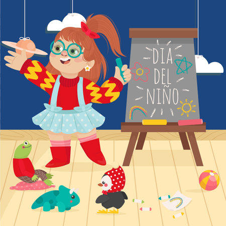 flat children s day spanish vector design illustrationのイラスト素材