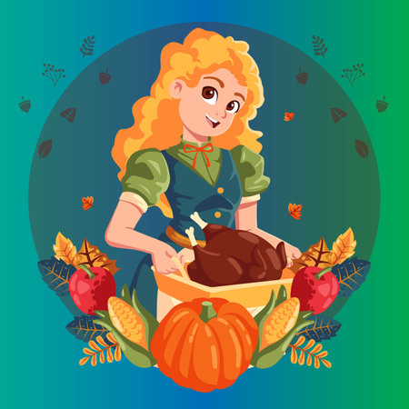 flat thanksgiving background vector design illustrationのイラスト素材
