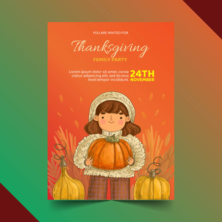 hand drawn thanksgiving invitation template vector design illustrationのイラスト素材