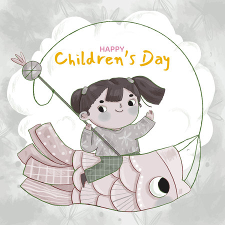 hand drawn children's day vector design illustrationのイラスト素材