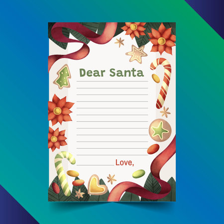 watercolor santa letter template vector design illustrationのイラスト素材