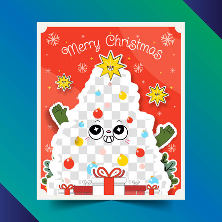 flat christmas collage vector design illustrationのイラスト素材
