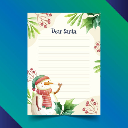 watercolor santa letter template vector design illustrationのイラスト素材