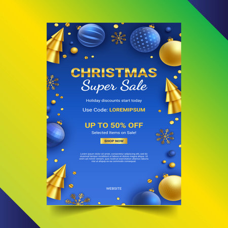 realistic christmas flyer template vector design illustrationのイラスト素材