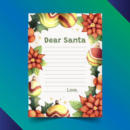 watercolor santa letter template vector design illustrationのイラスト素材