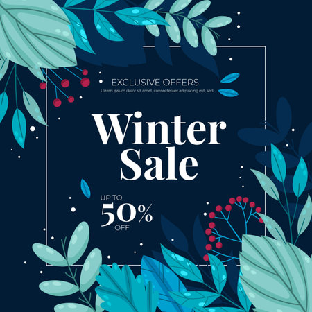 hand drawn flat winter sale banner vector design illustrationのイラスト素材