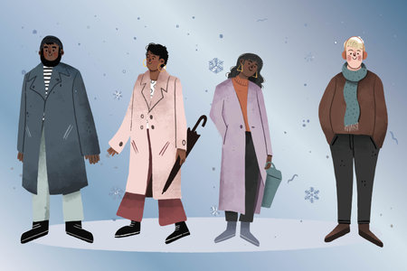 hand drawn flat winter people collection vector design illustration