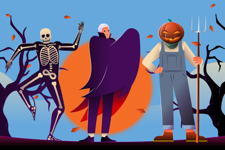 gradient characters halloween season design vector illustrationのイラスト素材