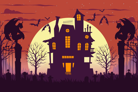 flat background halloween season design vector illustrationのイラスト素材