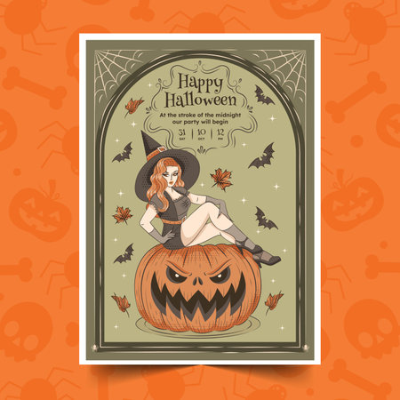 hand drawn invitation template halloween season design vector illustrationのイラスト素材