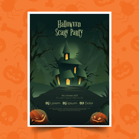 gradient vertical poster template halloween season design vector illustrationのイラスト素材