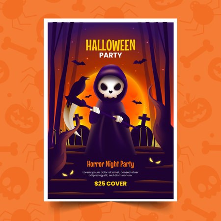 gradient vertical poster template halloween season design vector illustrationのイラスト素材