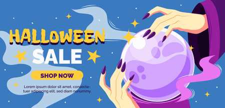flat horizontal banner template halloween season design vector illustrationのイラスト素材