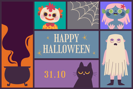 flat background halloween season design vector illustrationのイラスト素材