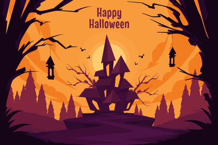 flat background halloween season design vector illustrationのイラスト素材