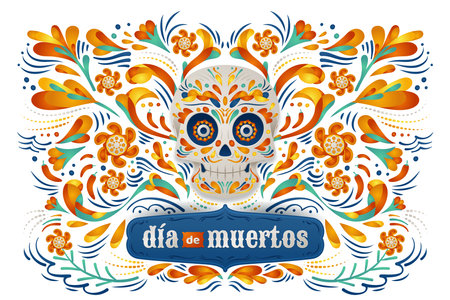 gradient background dia de muertos celebration design vector illustrationのイラスト素材