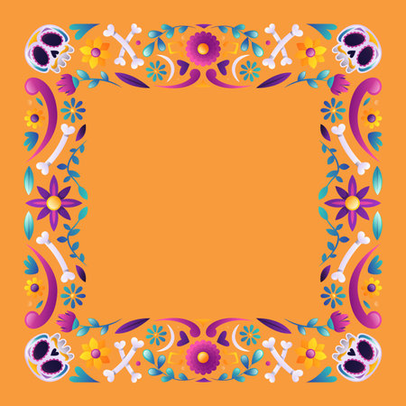 gradient frame template dia de muertos celebration design vector illustrationのイラスト素材