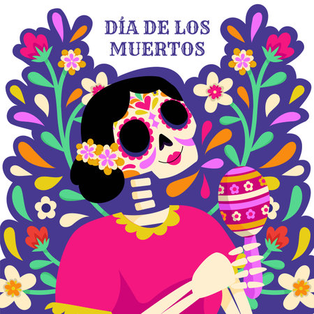 flat dia de muertos celebration design vector illustrationのイラスト素材