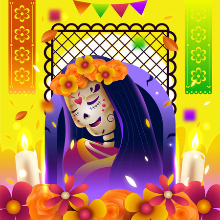 gradient dia de muertos celebration design vector illustrationのイラスト素材