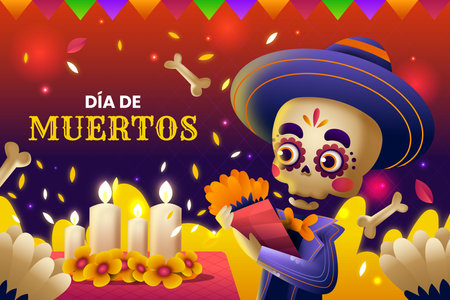gradient background dia de muertos celebration design vector illustrationのイラスト素材