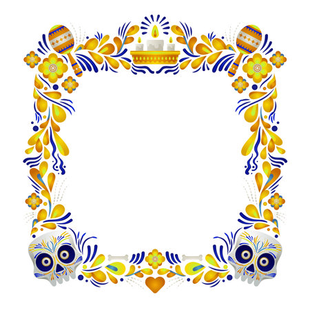 gradient frame template dia de muertos celebration design vector illustrationのイラスト素材