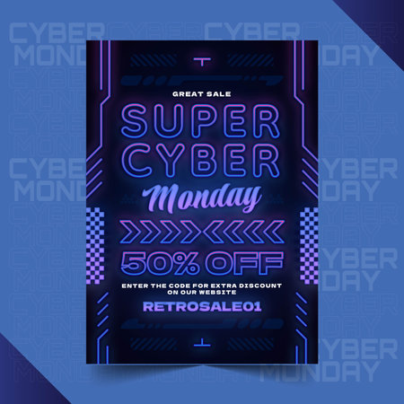 realistic cyber monday poster template design vector illustrationのイラスト素材