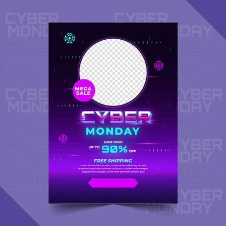 realistic cyber monday poster template design vector illustrationのイラスト素材
